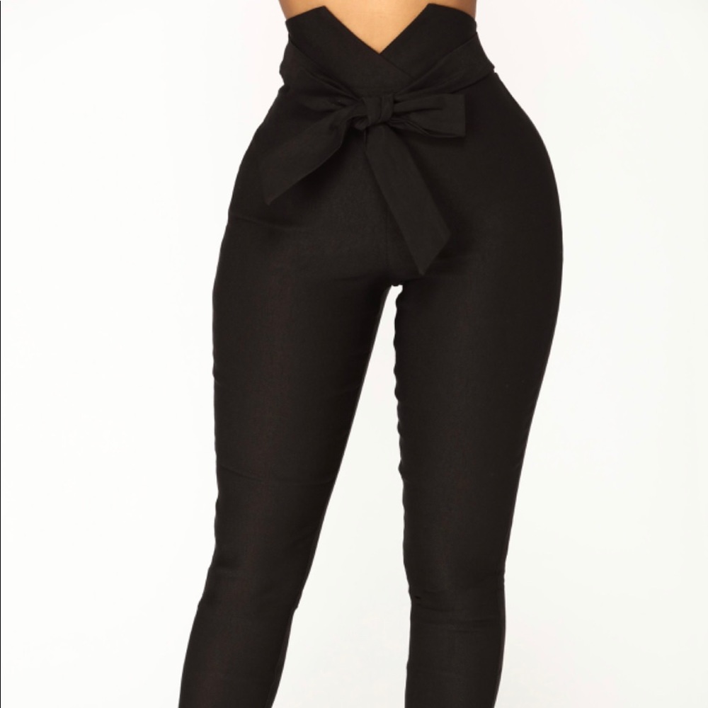 Fashion nova Black Bow Tie Pants.
